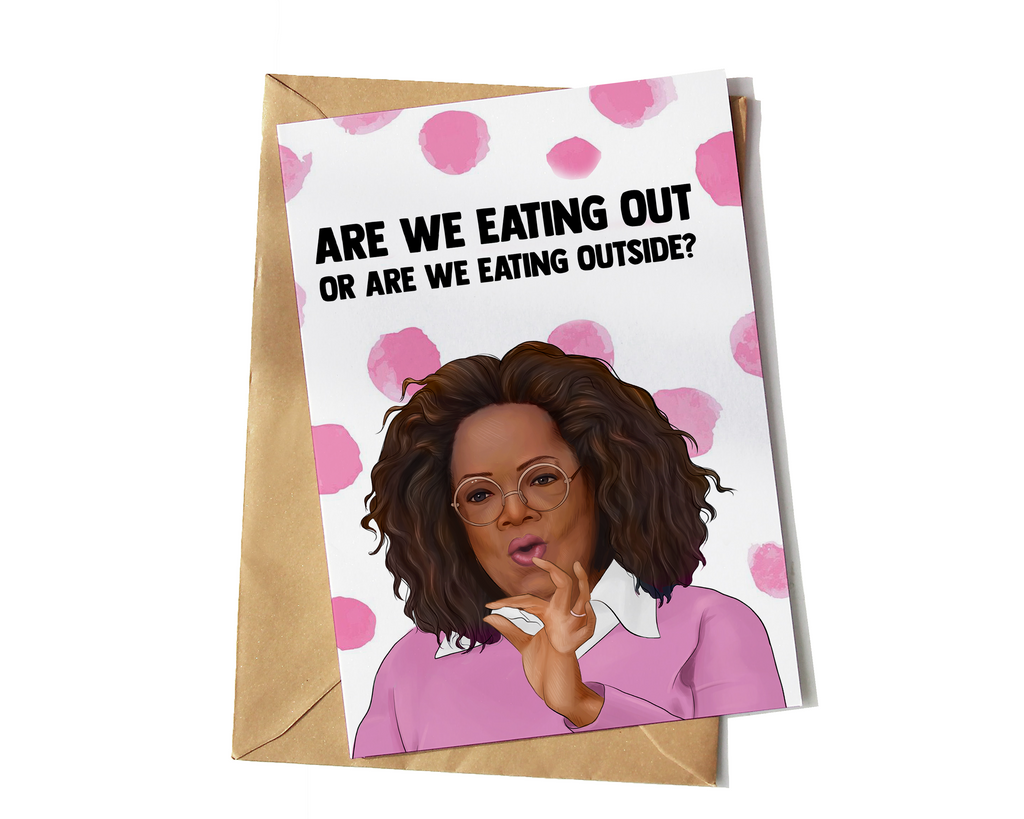 Oprah Winfrey Funny Eating Out Card Greeting Card - Yo Crackers