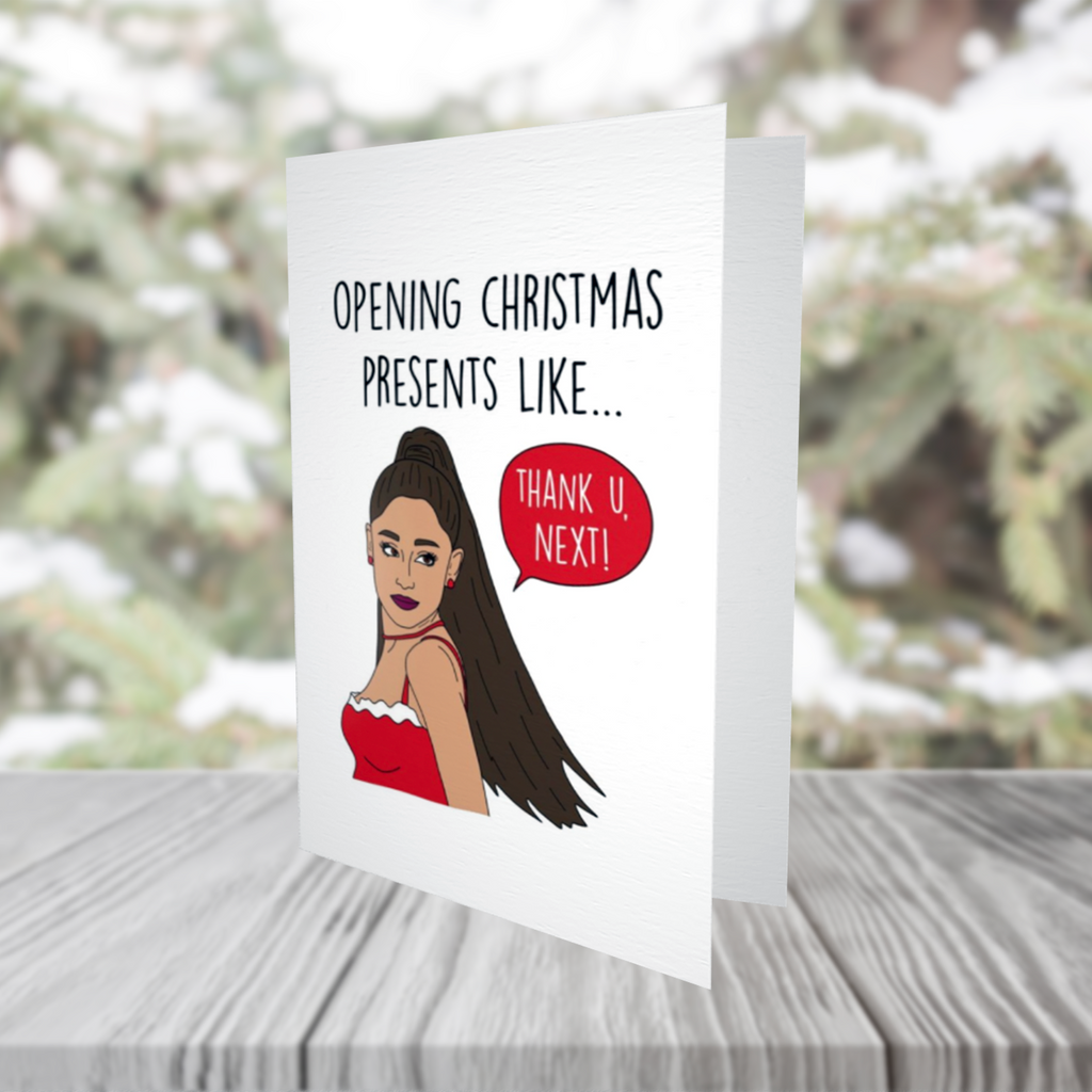 Ariana Grande, Grande Christmas, Thank U Next Christmas Card - Yo Crackers