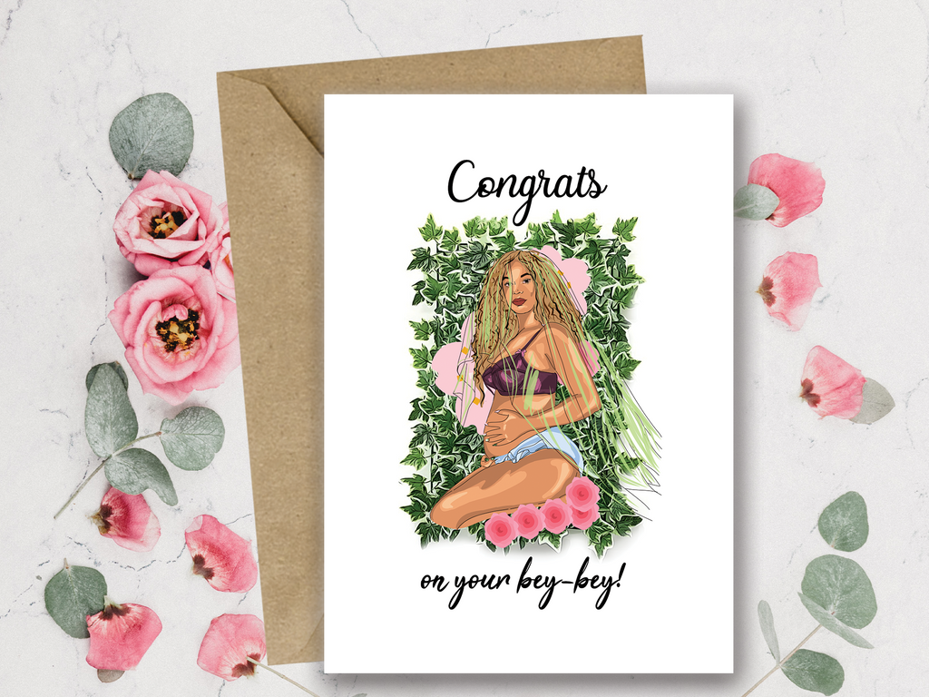 Beyonce Bey Bey NewBorn Greeting Card - Yo Crackers