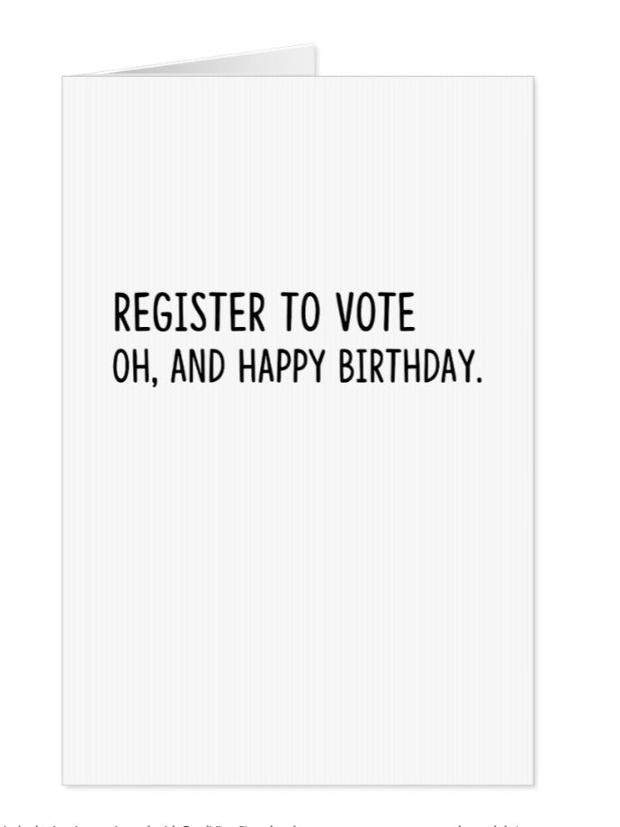 Register to Vote Birthday Card - Yo Crackers