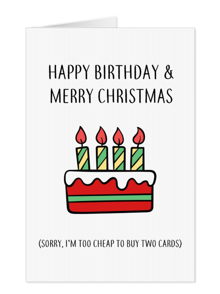 Happy Birthday & Merry Christmas card - Yo Crackers