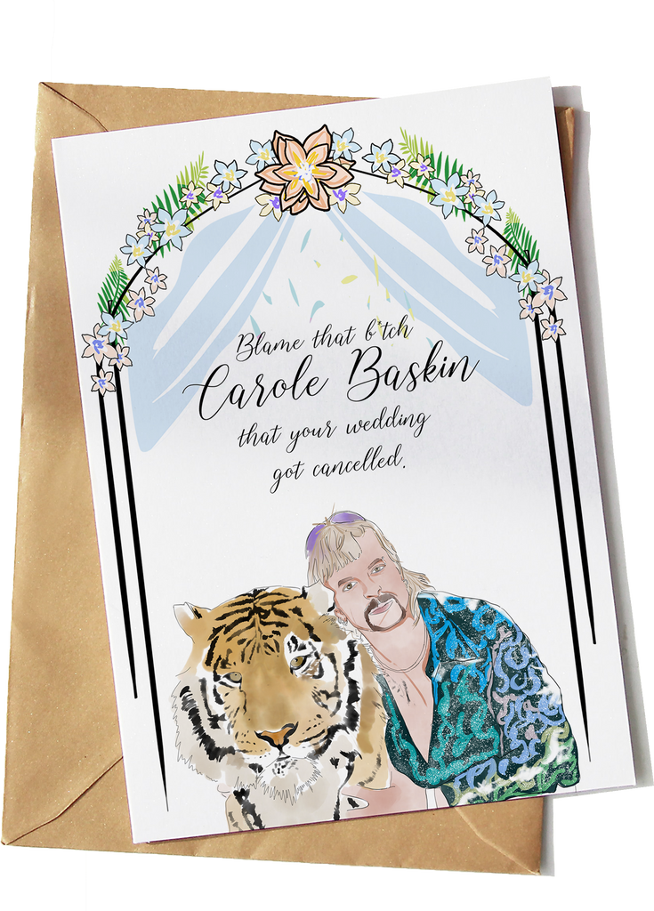 Joe Exotic Carole Baskin Wedding Cancelled Card - Yo Crackers