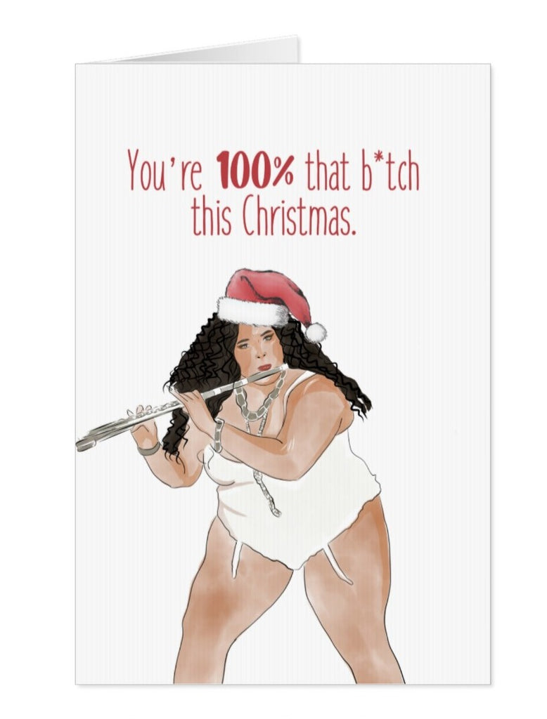 Lizzo "100% that B*tch" Christmas Card - Yo Crackers