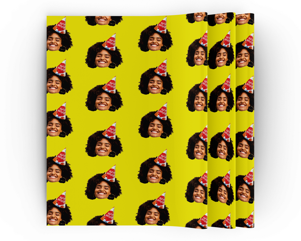 Personalised Custom Face Birthday Hat Wrapping Paper - Yo Crackers